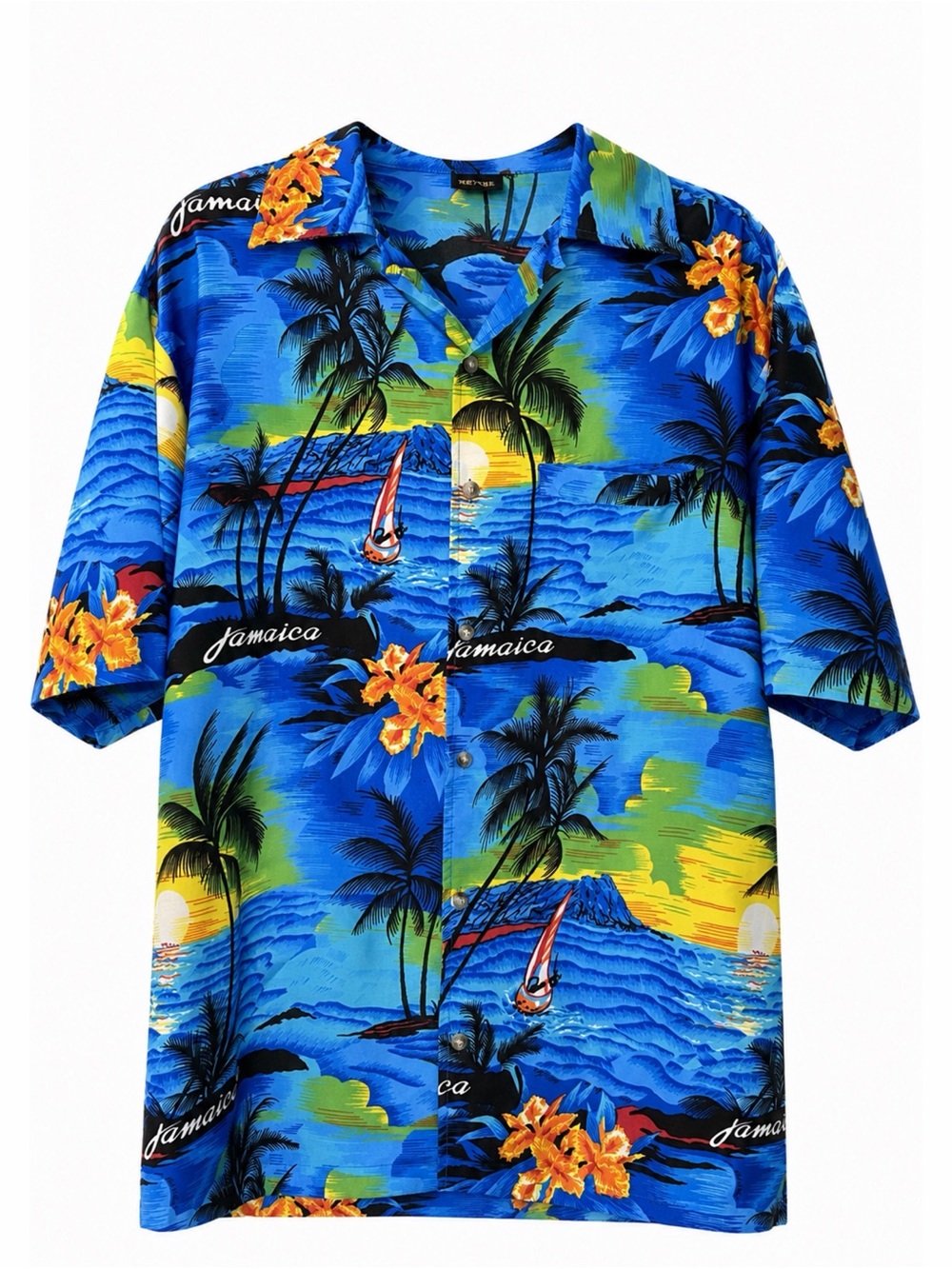 REVUE Jamaica Hawaiian Shirt Tropical Aloha Button Up Mens Small